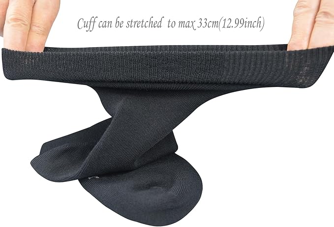 Yomandamor 5 Pairs Men's Bamboo Rayon Mid-Calf Dress Socks with Arch Support & Stretch Cuff,10-13