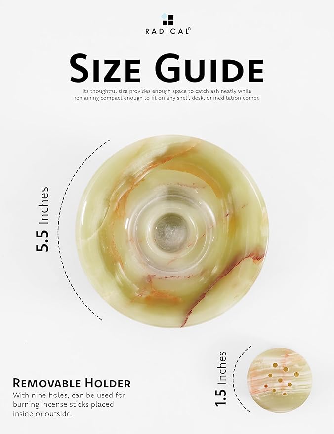 Radicaln Marble Incense Holder 5.5" Inches Green Handmade Palo Santo Stick for Home Décor, Modern Incense Holder for Sticks, Citronella incenses Stick for Room & Office Aromatherapy