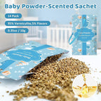 SCENTORINI Scented Sachets for Drawers and Closets, Baby Powder Scent 14 Pack, Long-Lasting Sachets Bags Wardrobe Freshener, for Drawers, Closets, Cars