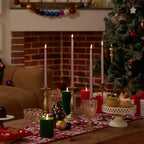 New Burning Formula Unscented Dripless 12-Inch Taper Candles Set of 12 - Rose Gold, for Wedding, Dinner - Smokeless, Long Burning - Hand Poured, Colored Tall Candlesticks - Oro Rosa