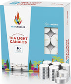 Tea Lights Candles - 4.5 Hour Burn Time - 10 Pack Bulk Candles - White Unscented - Travel Candles - Shabbat Candles - Long Burn Time