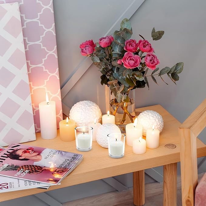 9-Pack 1.25-Inch White Votive Candles, Unscented Small Tealight Candle for Home Decor, Church and Special Occasions