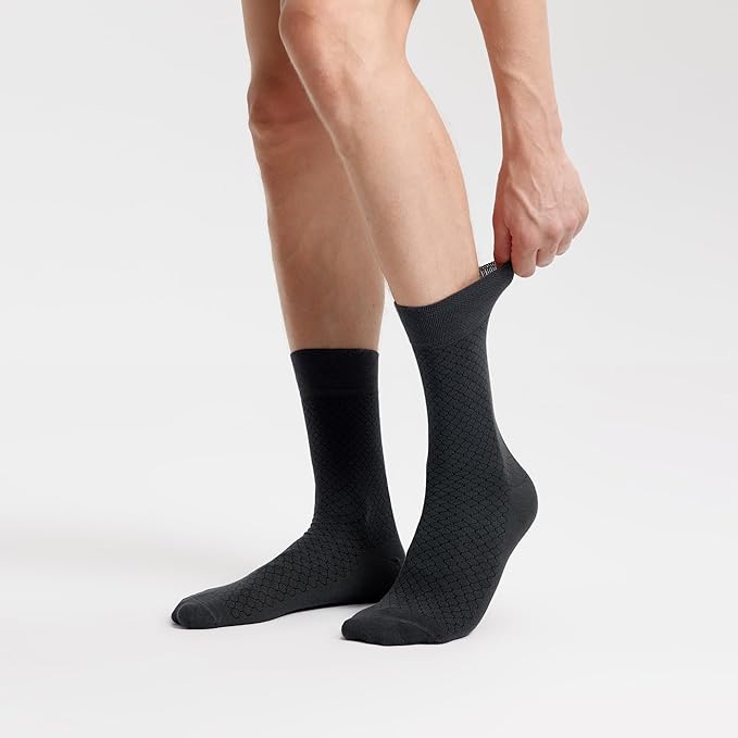 VRD Men’s Dress Socks, Bamboo 5-Pack Mens Socks, Mid Calf Length, Crew Socks Gift for Men Shoe Size 8-13