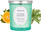 M&SENSE Citrus Pine Scented Candles Summer Paradise, Wooden Wick Candle with Lid, 100 Hours Slow Burning No Toxin Natural Soy Wax 18oz, Air Purifying Calm Relax Home Fragrance, Housewarming Gifts