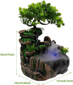 Rockery Stream Tabletop Fountain with Atomizer,Water Pump,LED Light Zen Meditation Indoor Waterfall Feature Indoor Relaxation Desktop Fountain for Home Office Bedroom Decoration (A)