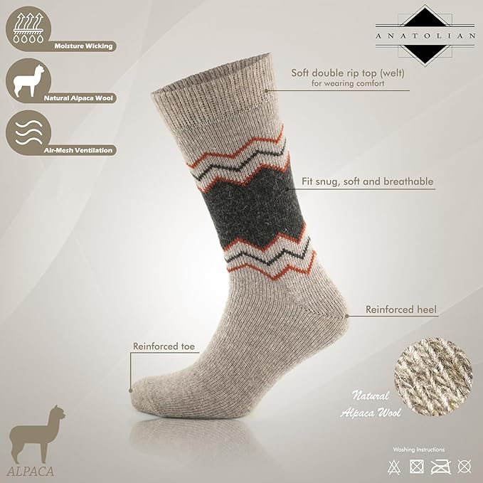 anatolian Alpaca Wool Socks Low Calf for Men Women - Warm Comfortable Everyday Casual Dress Socks