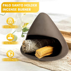 Handcrafted Natural Clay Smudge Pot-Mini Chimenea Incense Holder for Sage, Copal & Palo Santo-Aromatherapy Burner with Unique Design-Perfect Anxiety Relief Gift for Women, Zongzi Style, Black