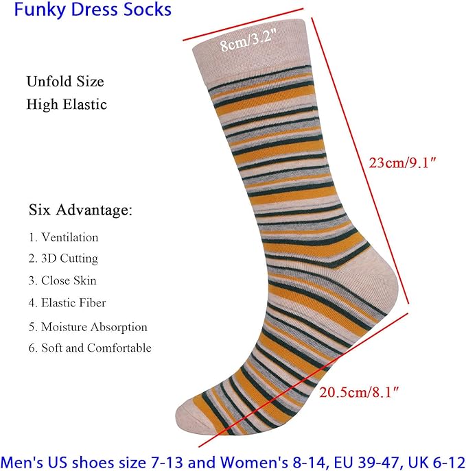 DRASEX Men's Dress Socks Funky Colorful Pattern Cotton Novelty Casual Crew Socks