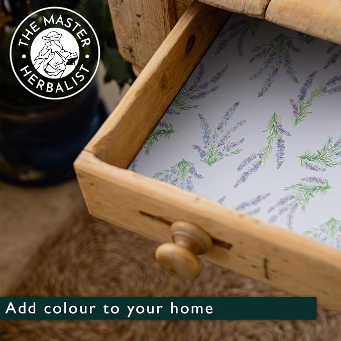 Fragrant Lavender Scented Drawer Liners in a Floral Design with Lavender Essential Oils (Folded) | Pack of 5 Sheets | Contains Essential Oils | Made in The UK
