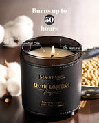 M&SENSE Tobacco Leather Berries Scented Candles, Heavy Scented Candles,Vegan Soy Wax,10oz 42-Hour Long Burning Time,Relax Home Fragrance, Cozy Romance Fancy Gifts for Man Dad in Living Rooms Bedroom