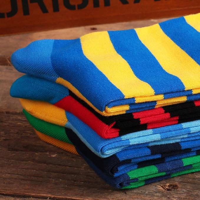 DRASEX Men's Dress Socks Funky Colorful Pattern Cotton Novelty Casual Crew Socks