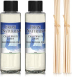 Urban Naturals Crisp White Linen Scented Oil Reed Diffuser Refill | Free Set of Reed Sticks! A Fresh, Clean Cotton Scent, 4 oz (2 Pack)