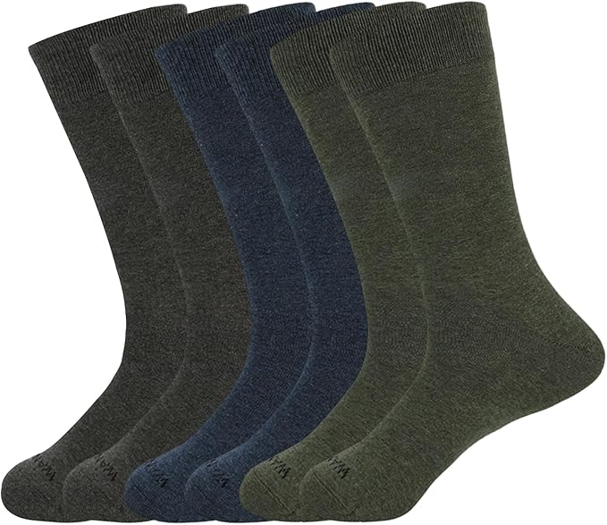 WANDER Men's Dress Socks Cotton Thin Classic Lightweight Socks 6/8 Pairs Solid & Patterned Soft Breathable Socks