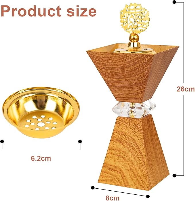 Bakhoor Burner, Charcoal Incense Burner, Frankincense Metal Incense Holder for Yoga, Spa Aromatherapy, Office & Home Decor Gifts Tan 10.2" Inches Tall