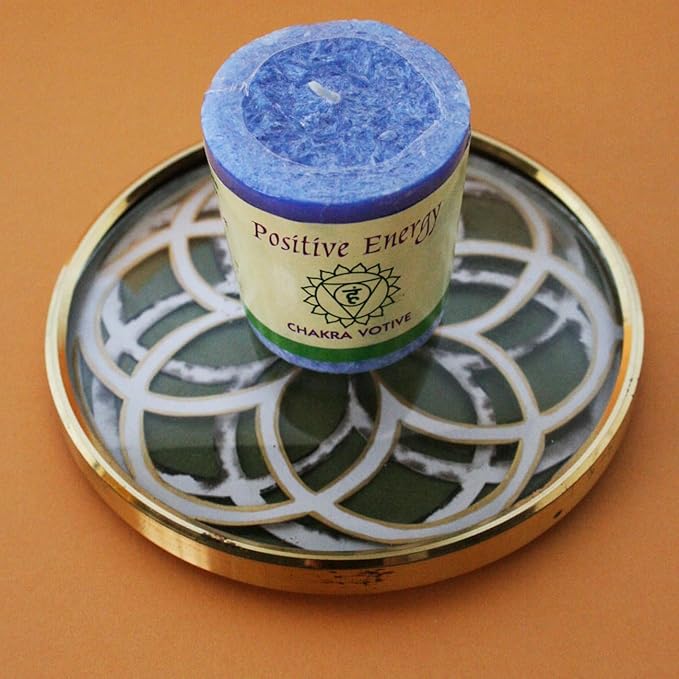 Premium Scented Hand Made Chakra Energy Candle | Votive 12-pack | Positive Energy, Visuddha| Yoga, Prayer & Meditation Candle | Long Burn |Essential Oils Moroccan Rose, Chamomile | Aloha Bay