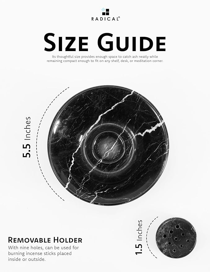 Radicaln Marble Incense Holder 5.5" Inches Black Handmade Palo Santo Stick for Home Décor, Modern Incense Holder for Sticks, Citronella incenses Stick for Room & Office Aromatherapy