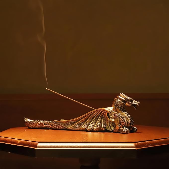 Mechanical Dragon Incense Holder Incense Burner Stick Incense Burner Steampunk Dragon Mystical Sculpture Gothic Decor for Man Cave