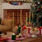 New Burning Formula Unscented Dripless 10-Inch Taper Candles Set of 12 - Gold, for Wedding, Dinner - Smokeless, Long Burning - Hand Poured, Colored Tall Candlesticks - Oro