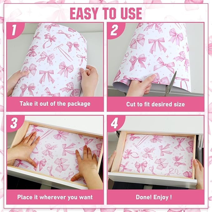 BBTO 20 Sheet Fragrant Drawer Liners for Dresser Scented Cabinet Paper Liners for Shelves 15.8 x 22 Inches Non Adhesive Drawer Paper Mats for Home Shelf Close(Bow)