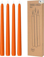 4 Pack Orange Taper Candles - Taper Candles 10 Inch Dripless, Smokeless & Unscented - 8 Hours Long Burning - Ideal for Weddings, Dinner Parties, and Home Decor