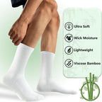 +MD Crew Socks for Men 6 Pairs, Viscose Bamboo Socks, Mens Dress Socks with Soft Cushioned, Smell Control, Black White