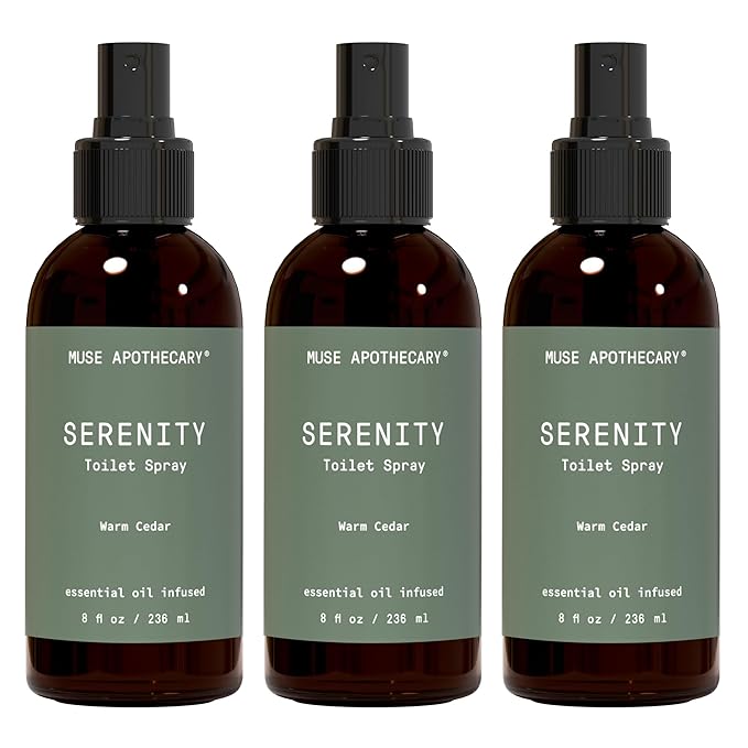 Muse Apothecary Flush Ritual - Botanical Collection - Aromatic & Refreshing Toilet Spray, Use Before You Go, Infused with Natural Aromatherapy Essential Oils - 8 oz, Warm Cedar, 3 Pack