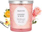 M&SENSE Jasmine Rose Candle, Wooden Wick Heavy Scented Candle, 100 Hours Long Burning No Toxin Natural Soy Wax 18oz, Stress Relief Romance Relax Home Fragrance,Housewarming Gifts for Her Him