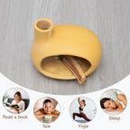 Yellow Palo Santo Holder with Chimney–Mini Fireplace Incense Burner for Sage Burning, Wood Sticks, Cones&Tealights-Handcrafted Ceramic Smudge Bowl,Aromatic Incense Burner-Yoga Meditation Gift