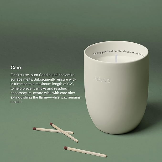 Aesop Callippus Aromatique Candle | Woody, Earthy, Green Scented | 55-65 Hour Burn Time | Vegan-Friendly | 10.5 oz