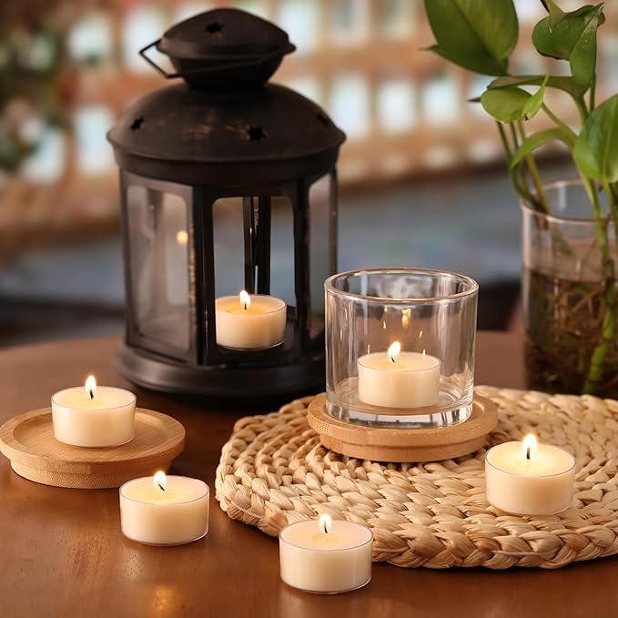 Scented Tea Lights Candles, Vanilla Embrace, 16 Pack – 100% Palm Wax Scented Tealights, Ivory Color, 6 Hour Long Burning, Vanilla Aromatherapy Tea Lights Candles for Relaxation, Home, Spa, Events