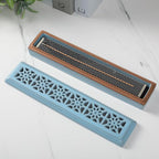 Incense Holder,Ceramic Incense Holder for Sticks with Ash Catcher,Coffin Style Incense Box,Incense Burner for Meditation Yoga Spa Room Decor(Blue)