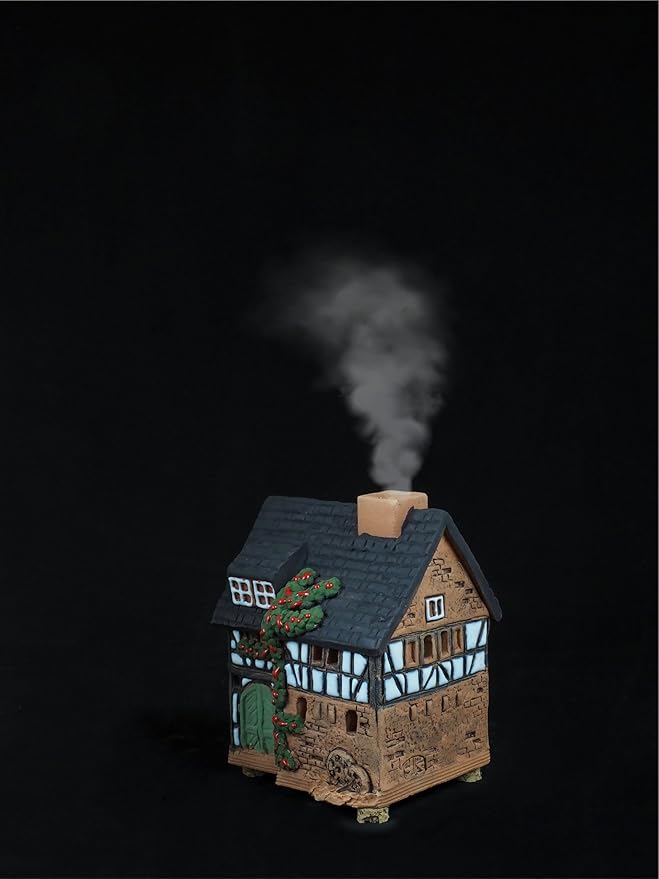Ceramic Houses Collection - Collectible Miniature of Historic House in Lauterbach Germany - Cone Incense Holder Room Decor - Ceramic Incense Burner S19-5