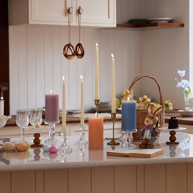 New Burning Formula Unscented Dripless 12-Inch Taper Candles Set of 12 - Ivory, for Wedding, Dinner - Smokeless, Long Burning - Hand Poured, Colored Tall Candlesticks - Marfil