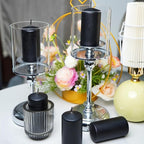 Set of 20| 2 “x4” Tall Black Pillar Candles, Unscented. Buy Bulk. Great for Home Decor, Weddings, Emergency Lights, Spas, Parties, Halloween.