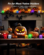 Homemory 24Pack Color Changing Halloween Flameless Candles, 200+ Hours LED Votive Candles, Battery Operated Tea Lights for Pumpkin, Party, Christmas Decor (Batteries Included)