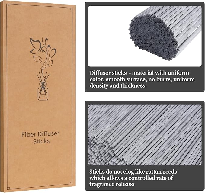 130Pcs Reed Diffuser Sticks - 10"/3mm Grey Fiber Reed Sticks for Home and Bathroom - For Fiber Reed Diffusers (Gray 10"/25cm)