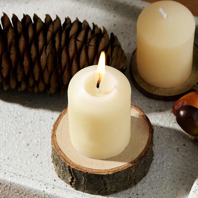 White Beeswax Votive Candles, Natural Beeswax Pillar Candle Votives 6 Packs 1.37"x1.85", Non-Toxic and Smokeless, 9 Hour Burn Time for Weddings, Christmas, Advent, Spa Relax, Prayers