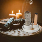4 in 1 Incense Holder, Palo Santo Stick Holder,Sage Holder for Burning- 4.25" Sage Incense Holder for Meditation Room Home Decor (White Speckles)