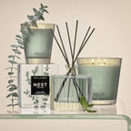 NEST New York Reed Diffuser, Wild Mint & Eucalyptus - 5.9 fl oz - Fragrance for Up to 90 Days - Reusable, Refillable Glass Holder - Includes 8 All-Natural Reed Sticks - Flame Free