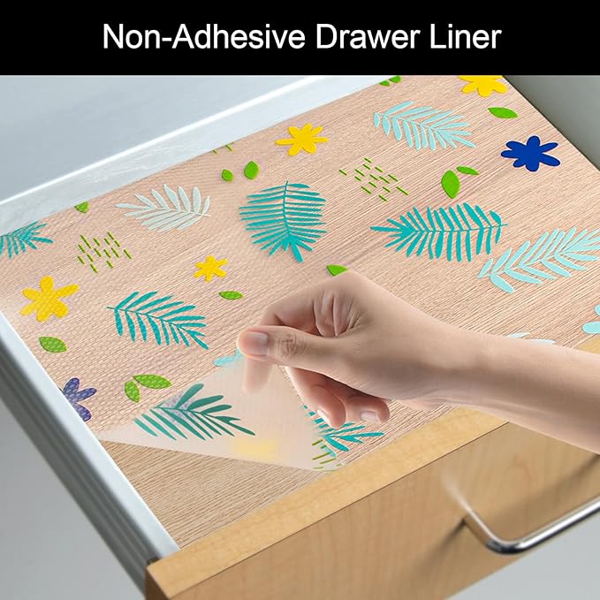 Cooyes Shelf Liner – Premium Non-Adhesive Cabinet & Drawer Liner for Kitchen – Waterproof Shelf Paper with Modern Pattern – Durable EVA Cabinet Mat – Easy to Cut