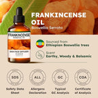 KUKKA Frankincense Essential Oils - 4 Fl Oz - for Hair, Skin, Diffuser, Aromatherapy & DIY Soap Making Scent