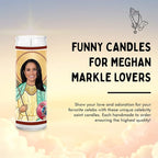 Meghan Markle Celebrity Glass Jar Candle – Handmade Soy Wax Votive Candle – Unique Gift for Britsih Royal Family Lovers – Duchess of Sussex Home Decor Collectible for Prince Harry Fans