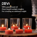 12 Pack Fresh Rose Scented Tea Lights Candles, 4-5 Hours Natural Palm Tea Candles Bulk for Home Scented, Small Tealight Votives with Essential Oils for Home, Wedding, Baby Shower Favors & Gifts