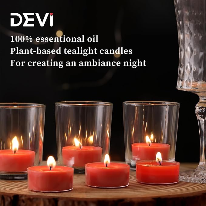 12 Pack Fresh Rose Scented Tea Lights Candles, 4-5 Hours Natural Palm Tea Candles Bulk for Home Scented, Small Tealight Votives with Essential Oils for Home, Wedding, Baby Shower Favors & Gifts