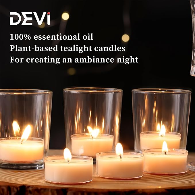 Blossom Jasmine Highly Scented Tea Lights Candles 36 Pack, 4 Hours Natural Palm Tea Candles Bulk for Home Scented, Small Tealight Votives for Home Aromatherapy, Baby Shower Favors