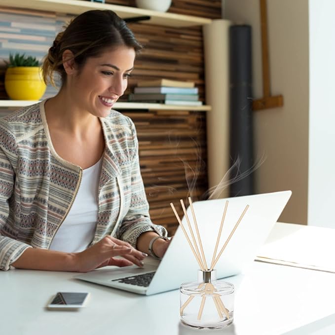 HOSSIAN 50pcs Reed Diffuser Sticks - Wood Rattan-Reed Sticks -Essential Oil Aroma Diffuser Sticks- Spa-Aromatherapy(Primary Color7.5/19cm)