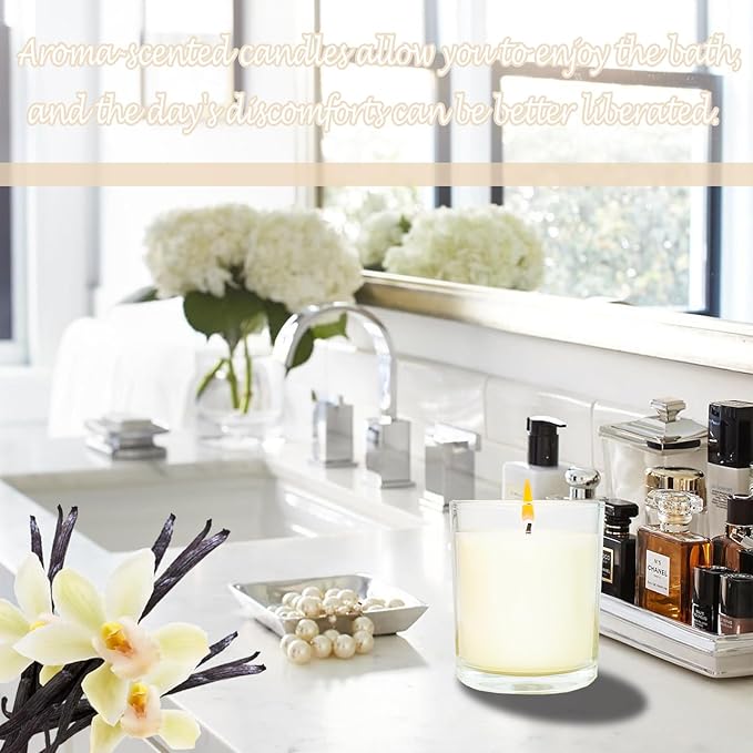 12 Pcs 6 Oz Bulk White Soy Candles,Vanilla Scented Candles Set,Bulk Aromatherapy Candle,Great Stress Relieving Scented Candle for Girls as a Gift for Birthdays, Weddings and More!