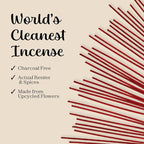 Sandal Rose Incense Sticks Natural - for Meditation Incense (40+ Sticks) Clean Charcoal Free Made from Upcycled Flowers | Sweet Woody Sandalwood for Calm Feel (Incienso De Rosas)