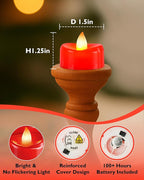 5plots Flameless Candles, 24Pcs Tea Lights Candles Battery Operated, Flameless Tealight Candles, Electric Tea Lights Votive Candles - Red - 1.5" x 1.25"- No Flicker