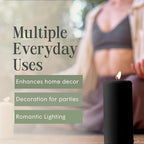 Mister Candle Dripless Unscented Pillar Candles, Set of 3 Hand Poured Black Pillar Candles, Solid Color for Home Decor, Premium Wax, 8 0 Hr Burn Time, 3x6 Inch